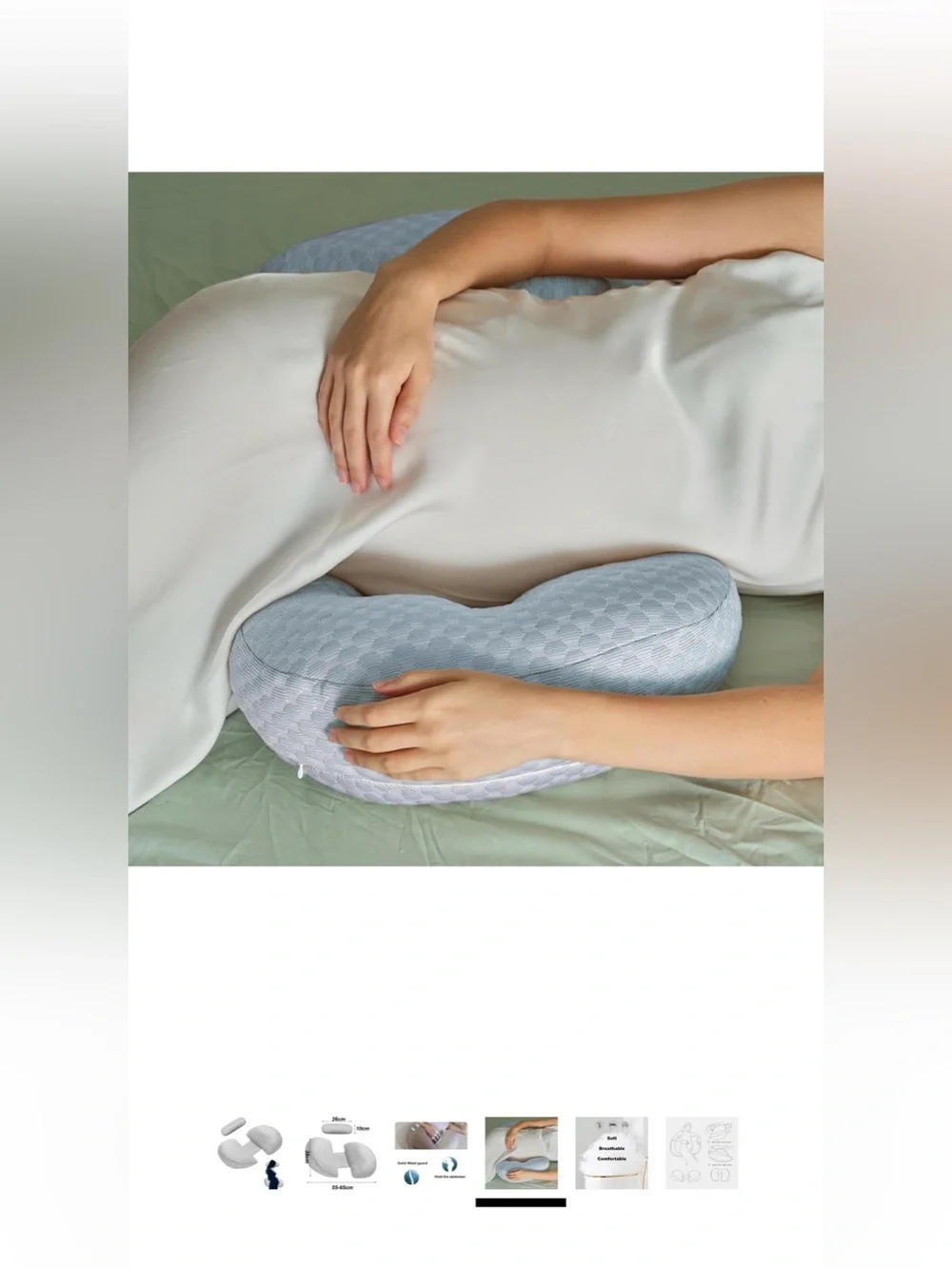 NWOT Cream Summer Pregnancy Pillows for Sleeping, Soft Maternity Body Pillow